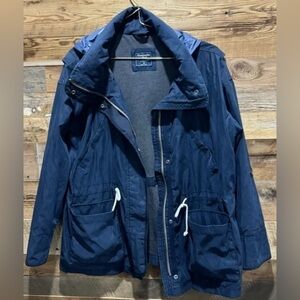 Abercrombie & Fitch Navy Jacket Anorak adjustable outdoor chore barn 90s hood M